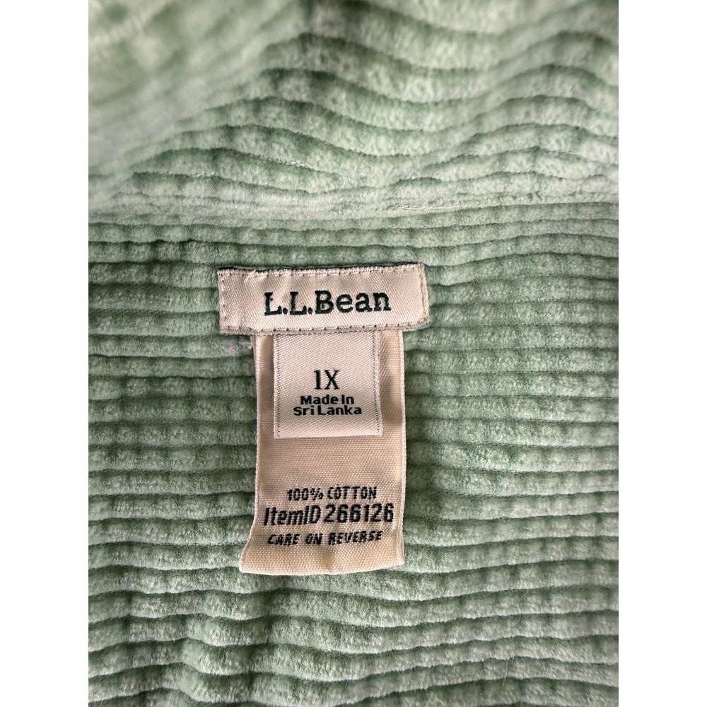L.L. Bean Size 1X Corduroy Button Up Shirt Jacket Green Long Sleeve Women - Picture 5 of 7